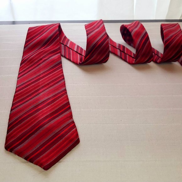 CARLO MONZA, Italian men's tie, 100% SILK, handmade, Patterns: Red stripes - Picture 15 of 15